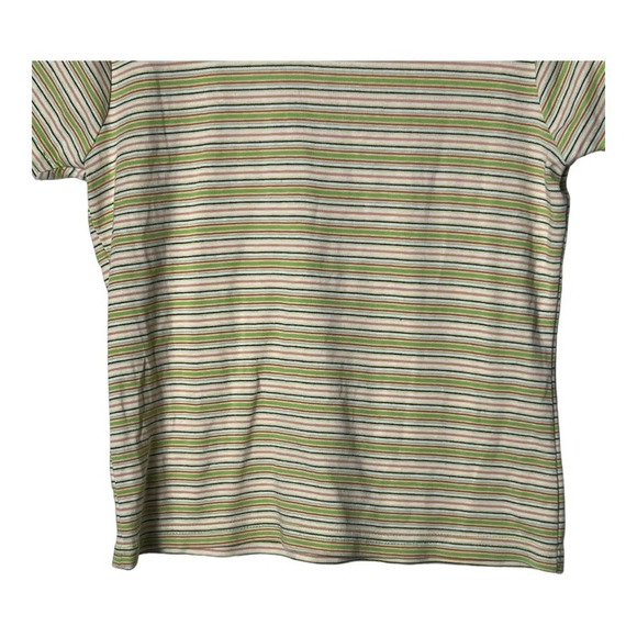 1942. VINTAGE BASIC EDITION SHORT SLEEVE T-SHIRT SIZE MEDIUM STRIPES GREEN/WHITE - Picture 7 of 7
